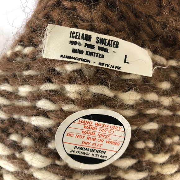 Handknitted Iceland 100% pure wool sweater-Large - Picture 6 of 6